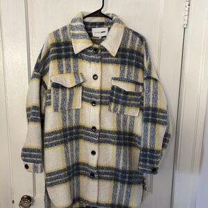 Fashion Nova Blue and Yellow Plaid Jacket